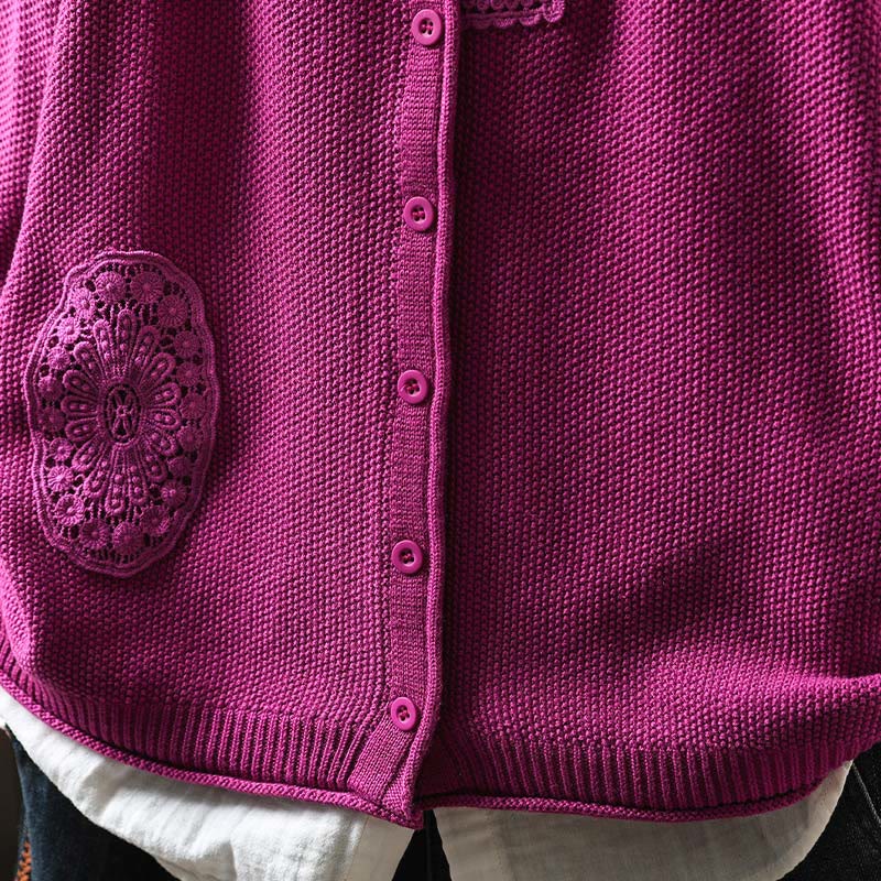 Botanical Cotton Knit Long Sleeve Meditation Cardigan