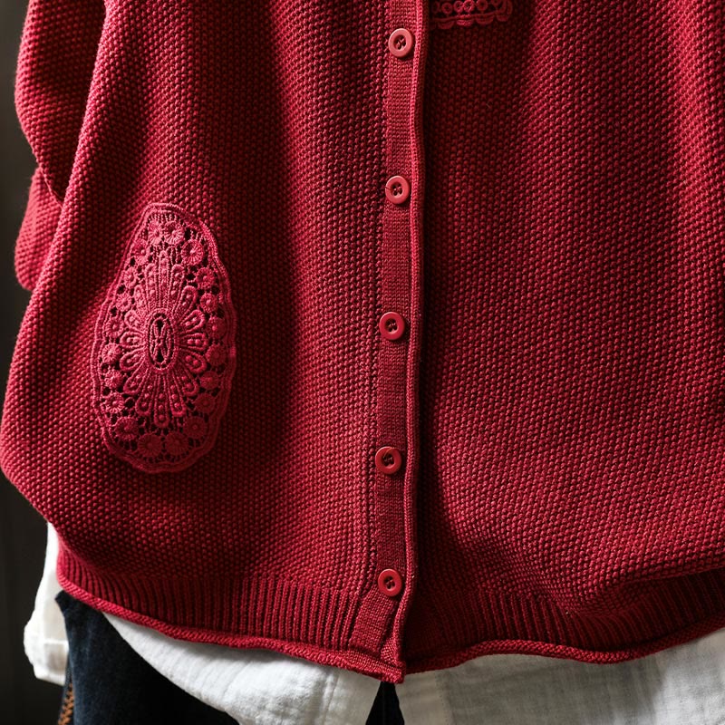 Botanical Cotton Knit Long Sleeve Meditation Cardigan