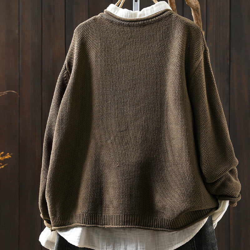 Botanical Cotton Knit Long Sleeve Meditation Cardigan
