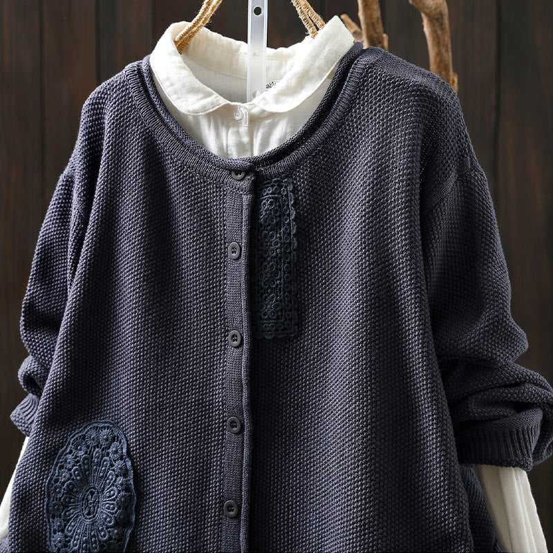 Botanical Cotton Knit Long Sleeve Meditation Cardigan