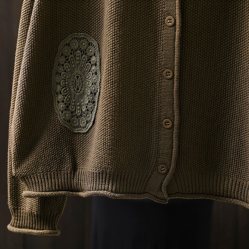 Botanical Cotton Knit Long Sleeve Meditation Cardigan