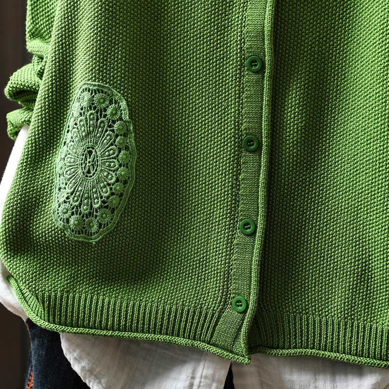 Botanical Cotton Knit Long Sleeve Meditation Cardigan