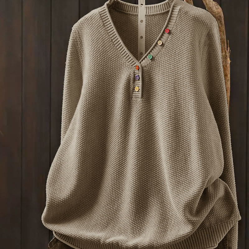 Tactile Cotton V-Neck Slim Fit Long Sleeve Knit Sweater