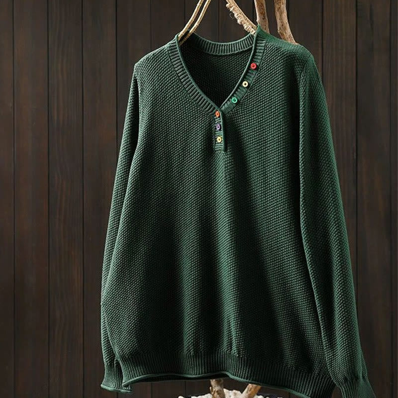 Tactile Cotton V-Neck Slim Fit Long Sleeve Knit Sweater