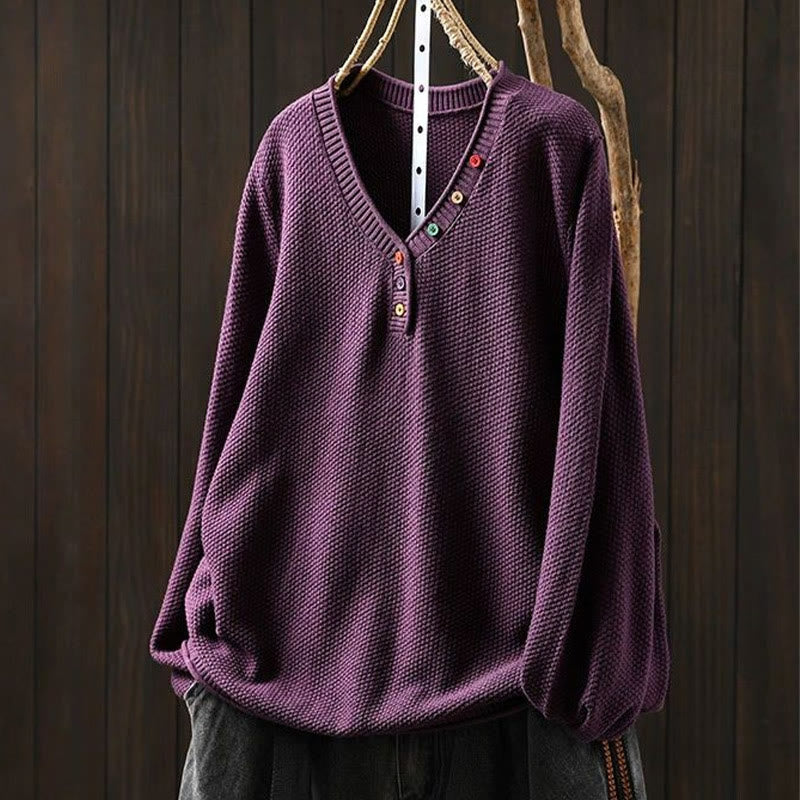 Tactile Cotton V-Neck Slim Fit Long Sleeve Knit Sweater