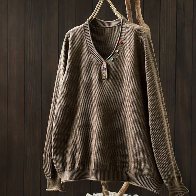 Tactile Cotton V-Neck Slim Fit Long Sleeve Knit Sweater