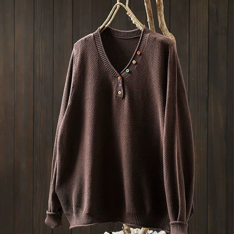 Tactile Cotton V-Neck Slim Fit Long Sleeve Knit Sweater