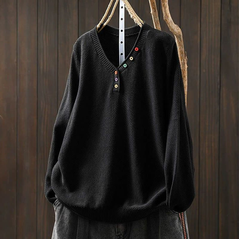 Tactile Cotton V-Neck Slim Fit Long Sleeve Knit Sweater