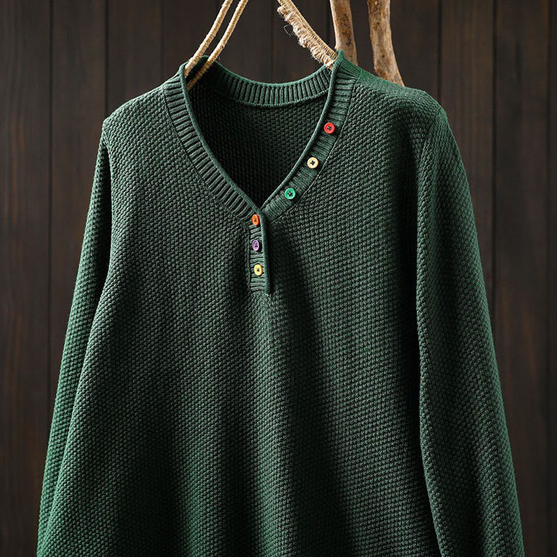 Tactile Cotton V-Neck Slim Fit Long Sleeve Knit Sweater