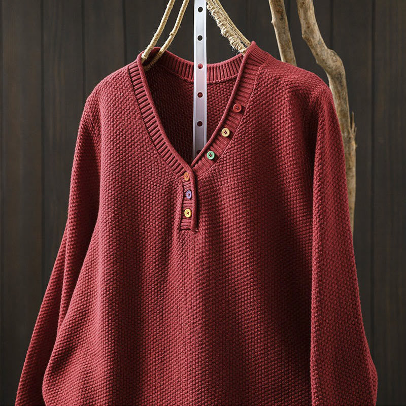Tactile Cotton V-Neck Slim Fit Long Sleeve Knit Sweater
