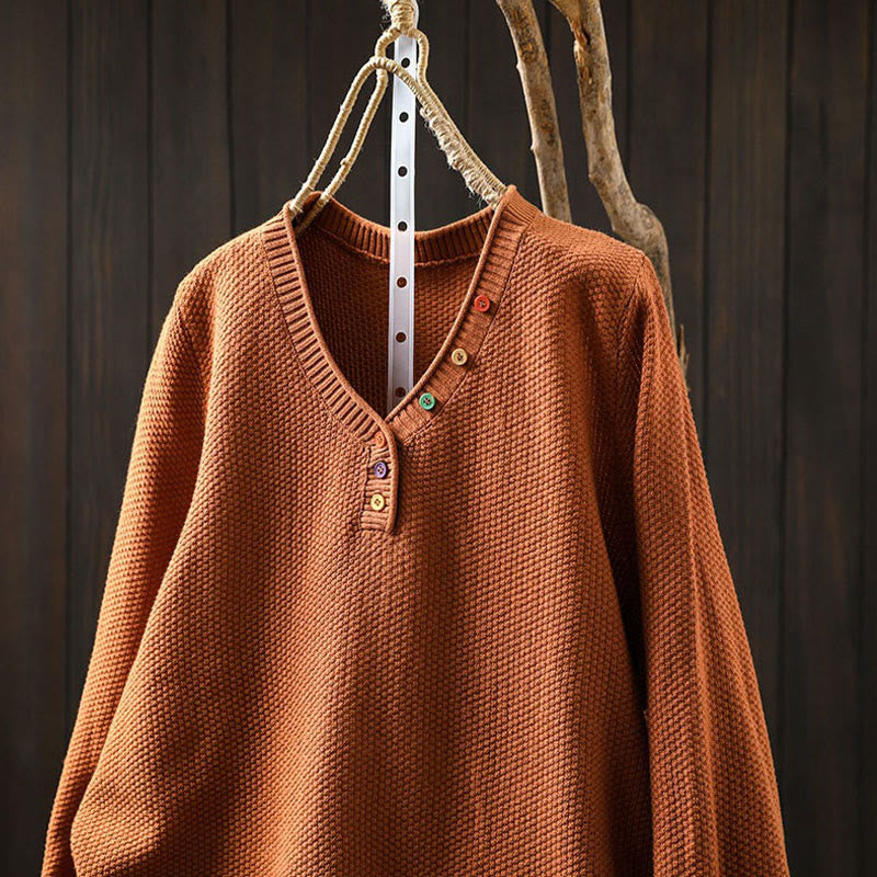 Tactile Cotton V-Neck Slim Fit Long Sleeve Knit Sweater