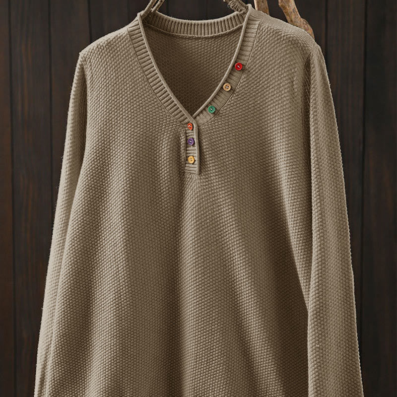 Tactile Cotton V-Neck Slim Fit Long Sleeve Knit Sweater
