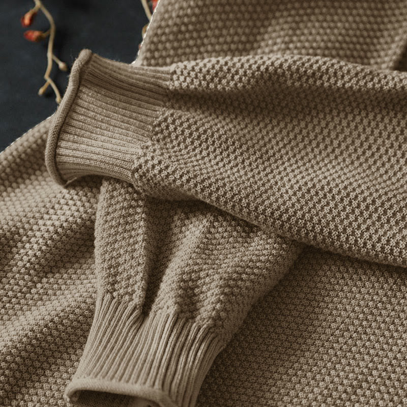 Tactile Cotton V-Neck Slim Fit Long Sleeve Knit Sweater