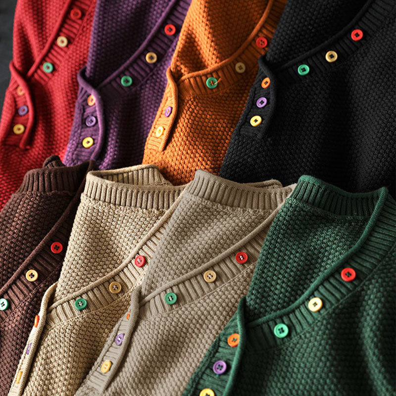 Tactile Cotton V-Neck Slim Fit Long Sleeve Knit Sweater