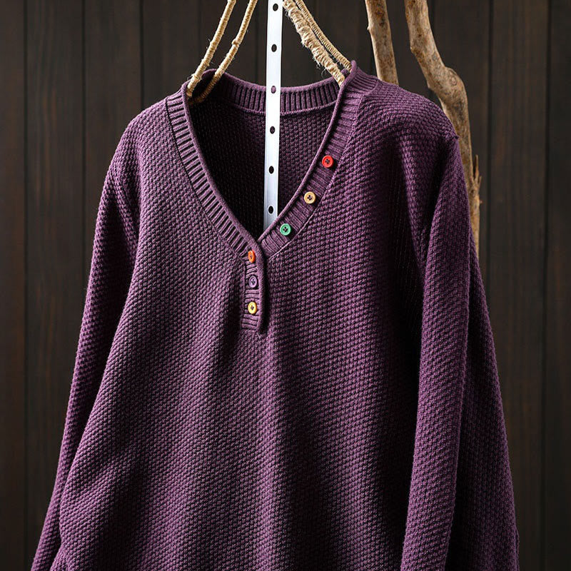 Tactile Cotton V-Neck Slim Fit Long Sleeve Knit Sweater