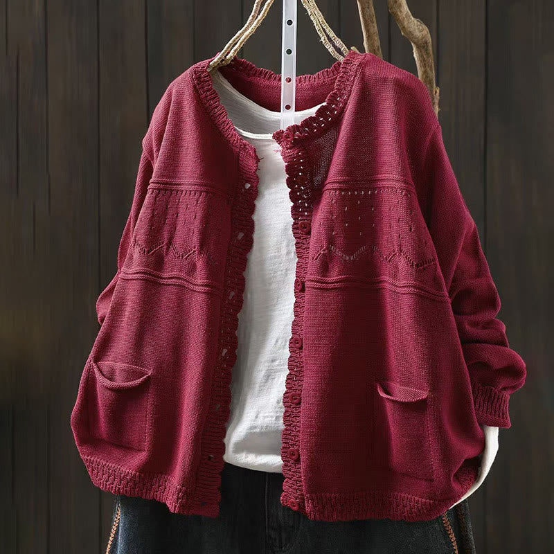 Soft Cotton Crew Neck Long Sleeve Cardigan for Mindful Daily Wear