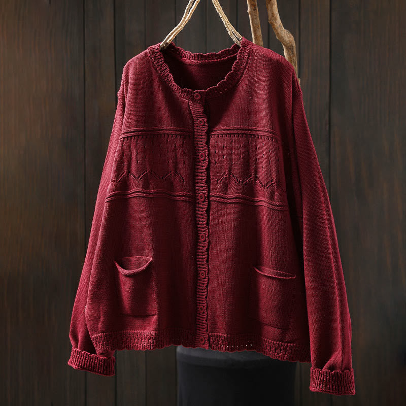 Soft Cotton Crew Neck Long Sleeve Cardigan for Mindful Daily Wear