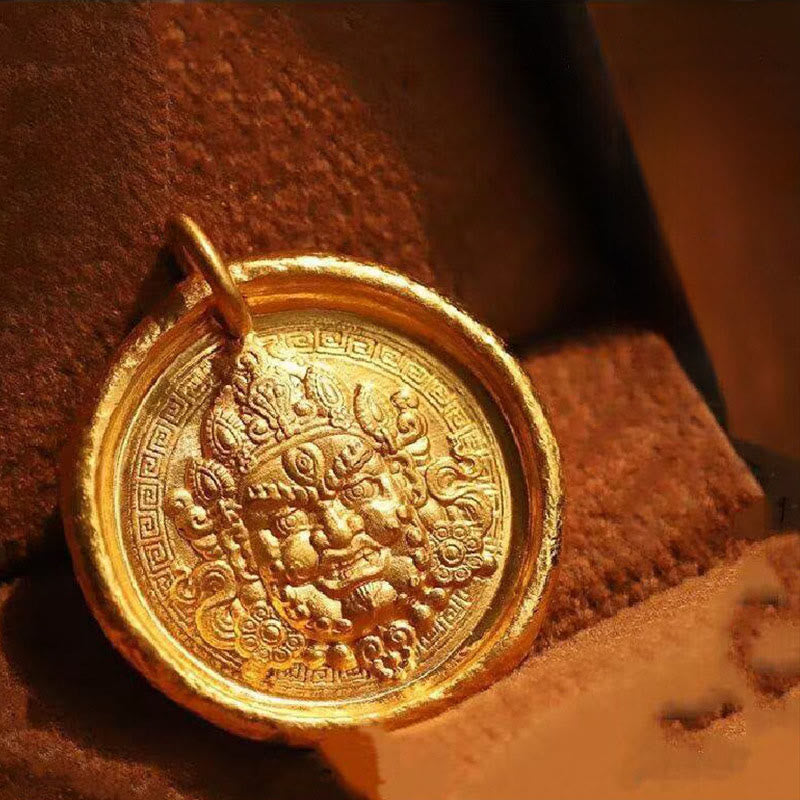 24k Gold Plated Brass Yellow Jambhala Prosperity Protection Chain Pendant Necklace