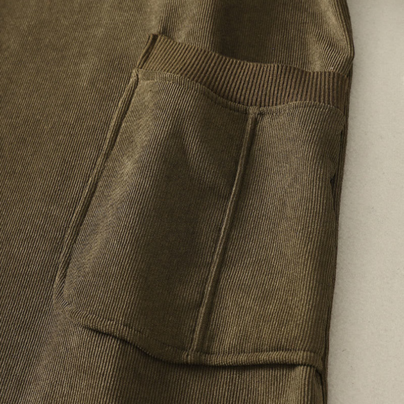 Winter High Neck Warm Cotton Women's Long Sleeve Midi Dress With Pockets