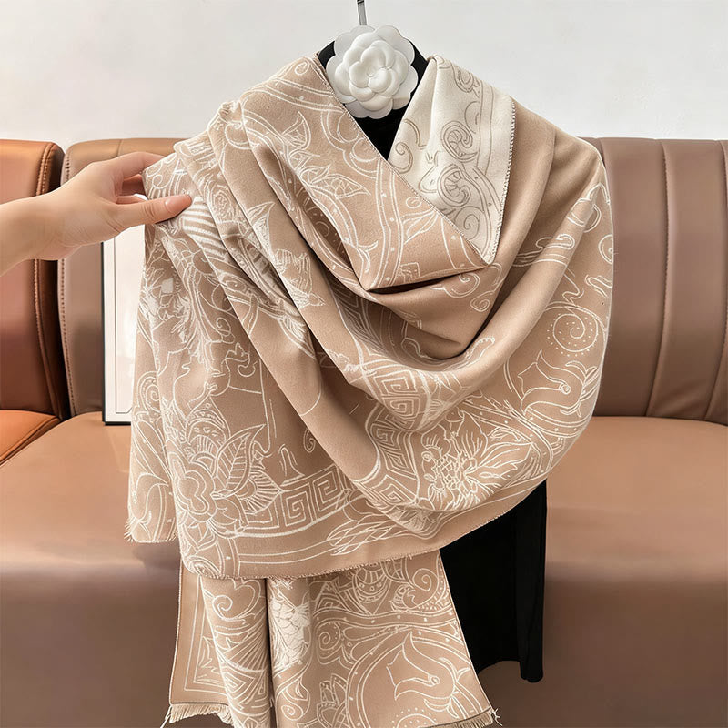 Fine Knit Koi Waves Mindful Meditation Tibetan Shawl