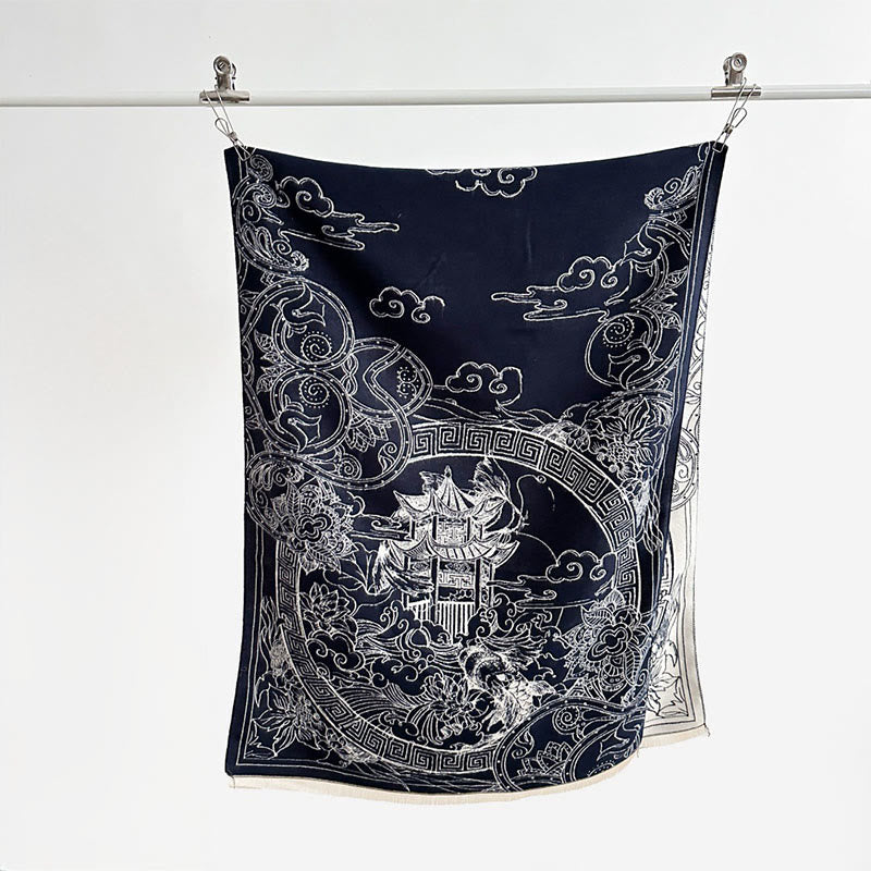 Fine Knit Koi Waves Mindful Meditation Tibetan Shawl