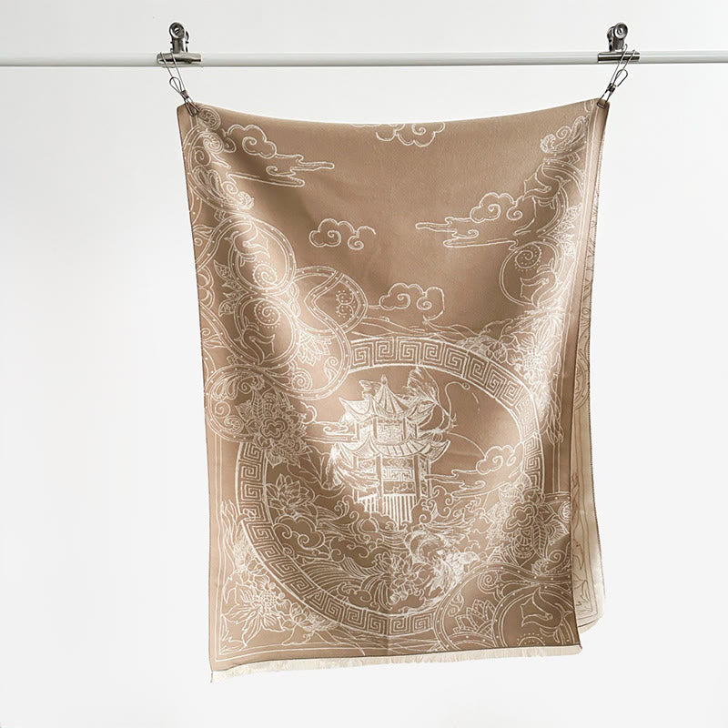 Fine Knit Koi Waves Mindful Meditation Tibetan Shawl