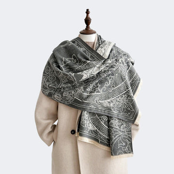 Fine Knit Koi Waves Mindful Meditation Tibetan Shawl