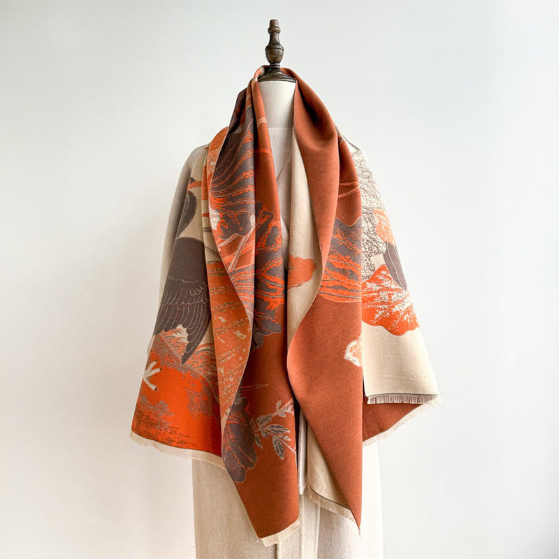 Soft Knit Floral Motifs Tibetan Meditation Shawl Wrap