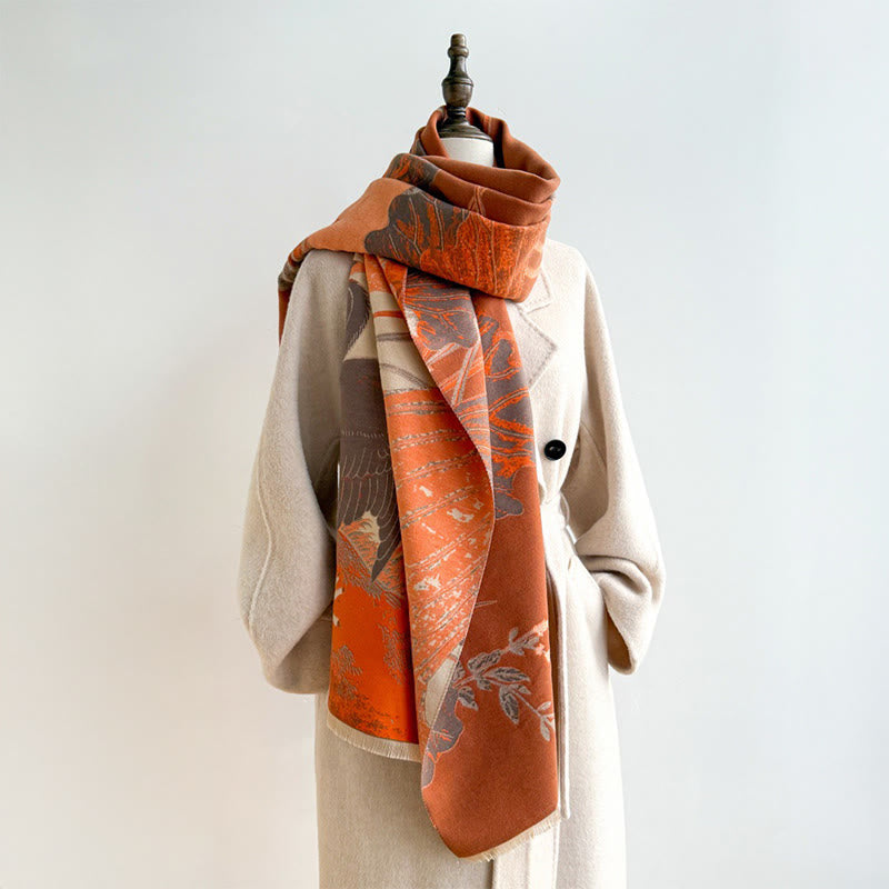 Soft Knit Floral Motifs Tibetan Meditation Shawl Wrap