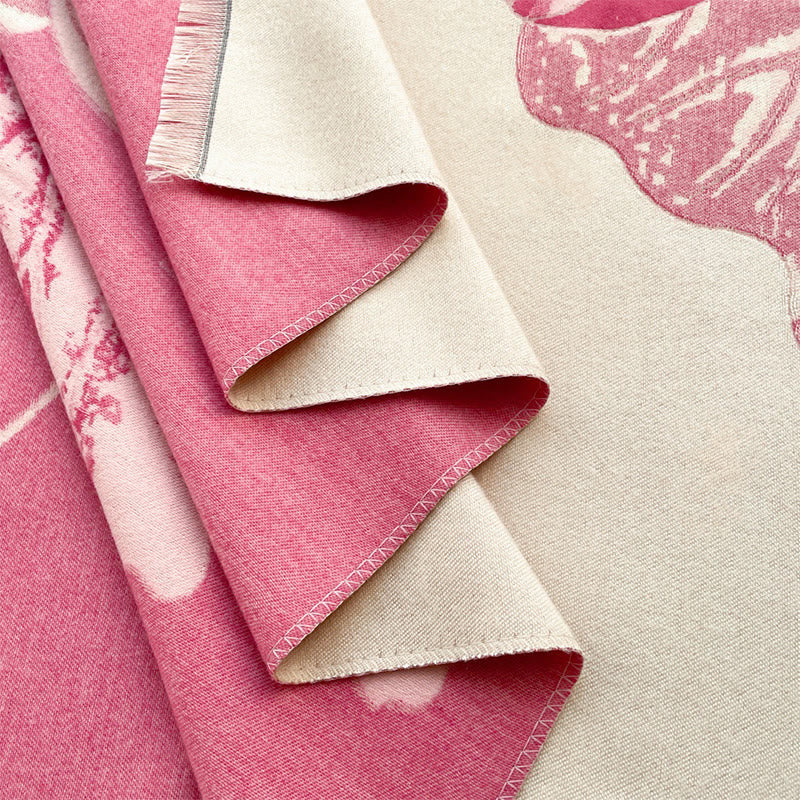 Soft Knit Floral Motifs Tibetan Meditation Shawl Wrap