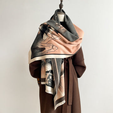 Winter Mountain Lotus Flowers Leaves Pattern Soft Scarf Shawl