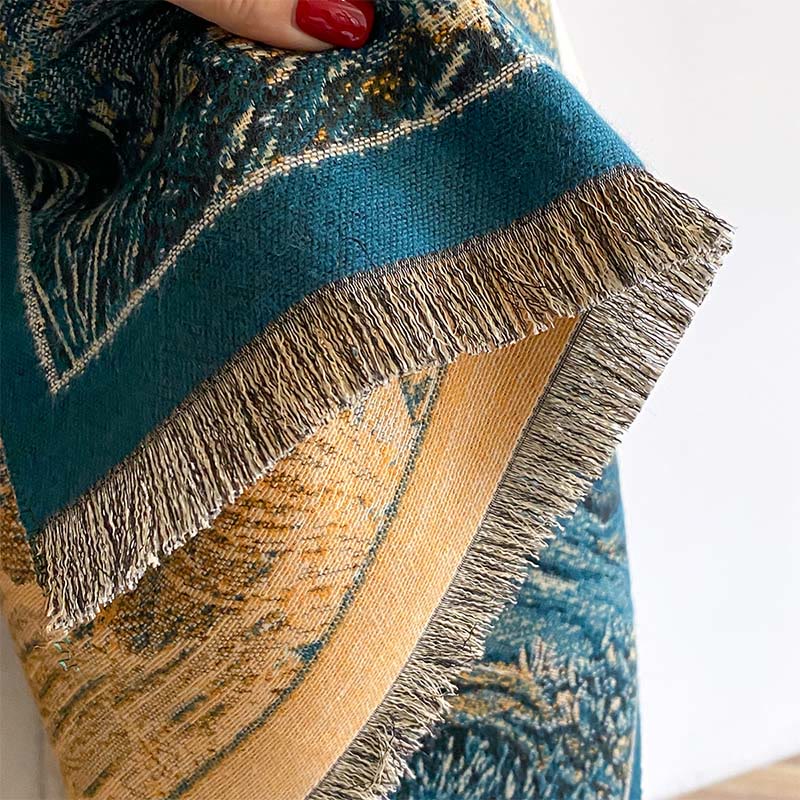 Winter Gradient Color Warm Hills Trees Pattern Cozy Scarf Shawl