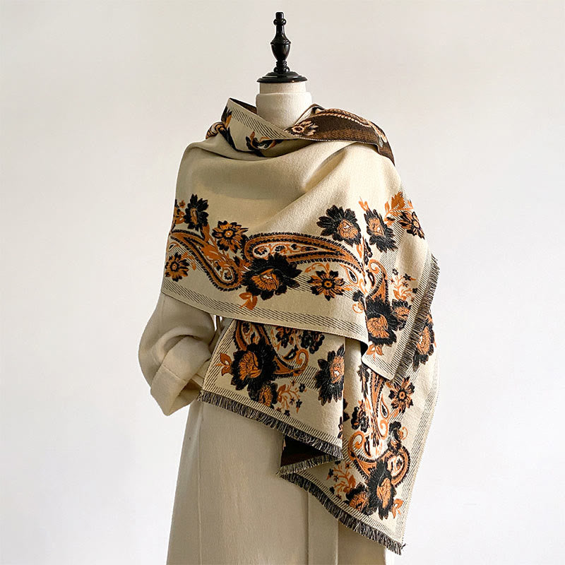 Soft-Touch Tibetan Inspired Jacquard Meditation Shawl