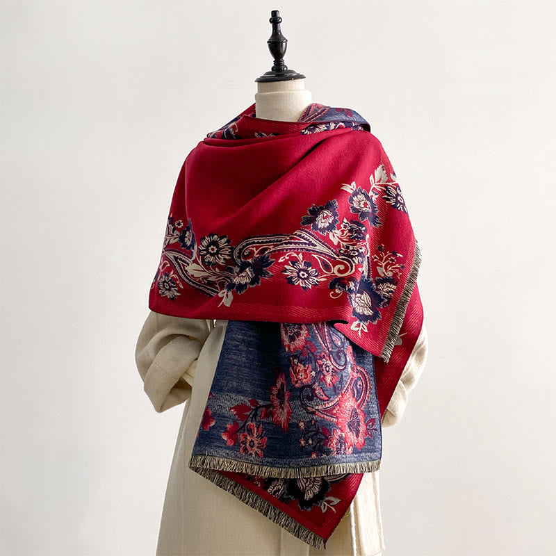 Soft-Touch Tibetan Inspired Jacquard Meditation Shawl