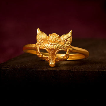 Adjustable 24k Gold Plated Brass Fox Mask Ring