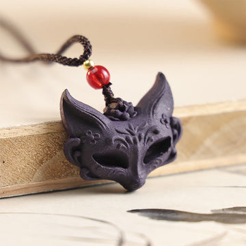 Fox Mask Butterfly Taotie Peace Buckle Fortune Necklace Pendant