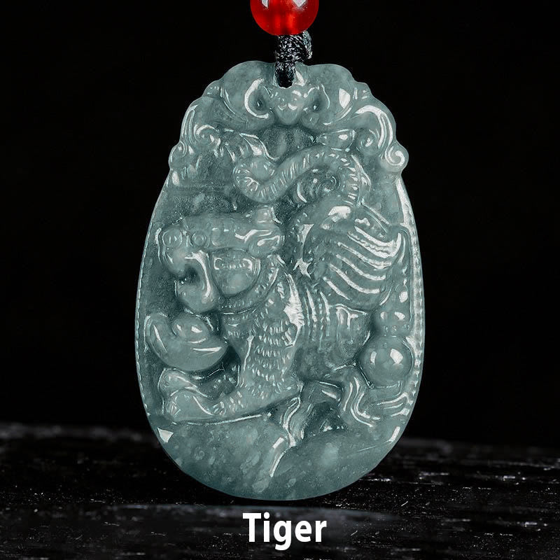 Chinese Zodiac Jade Year of the Horse Luck Rope Necklace Pendant