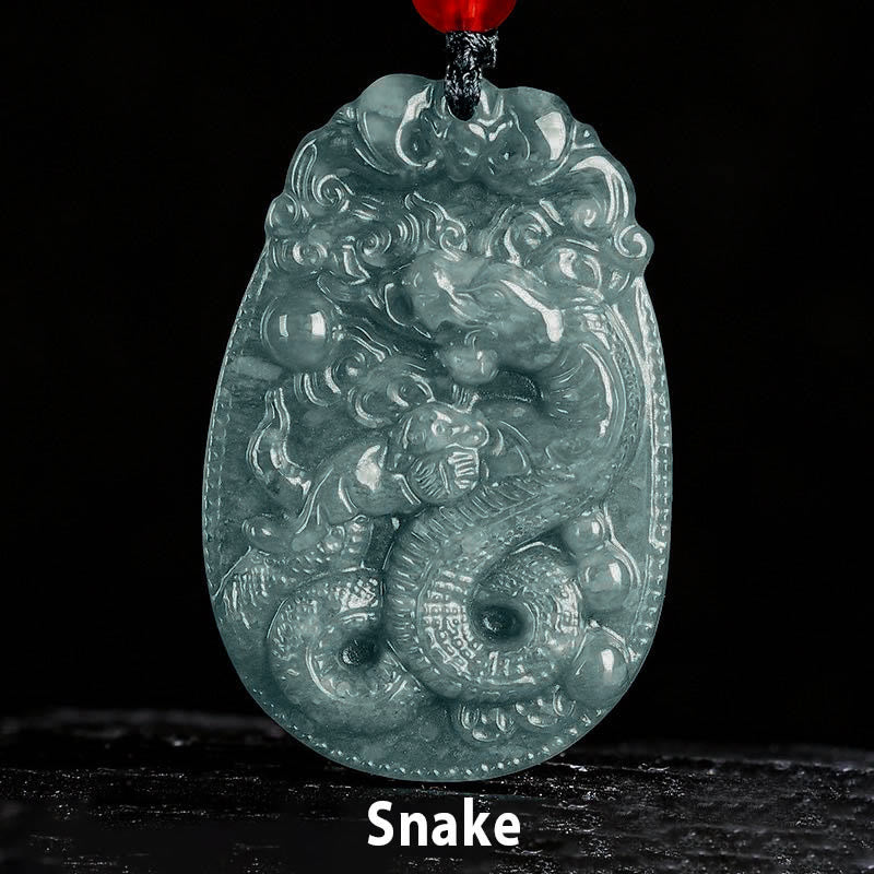 Chinese Zodiac Jade Year of the Horse Luck Rope Necklace Pendant