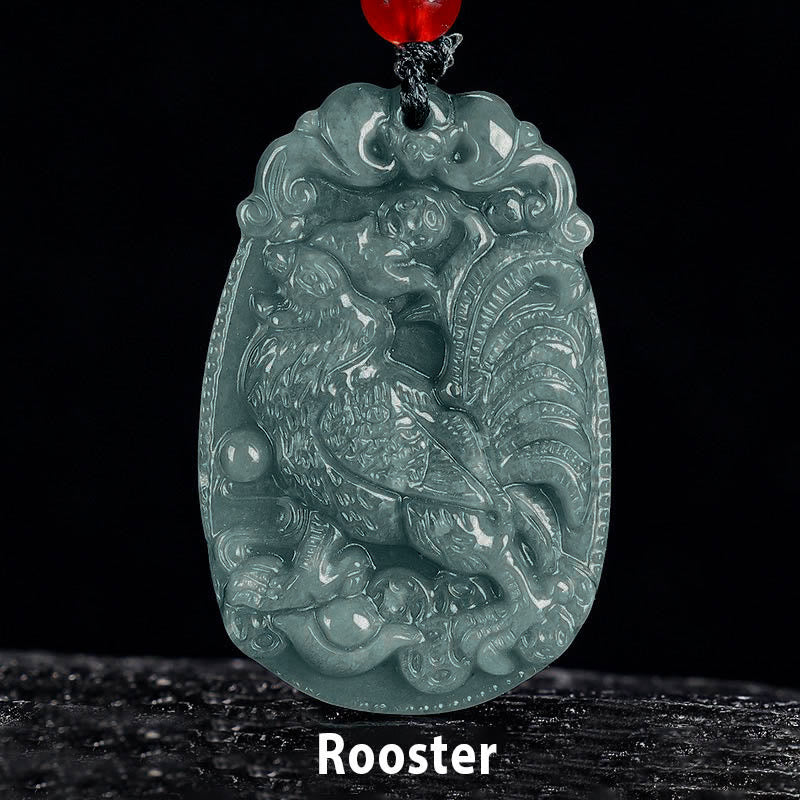 Chinese Zodiac Jade Year of the Horse Luck Rope Necklace Pendant