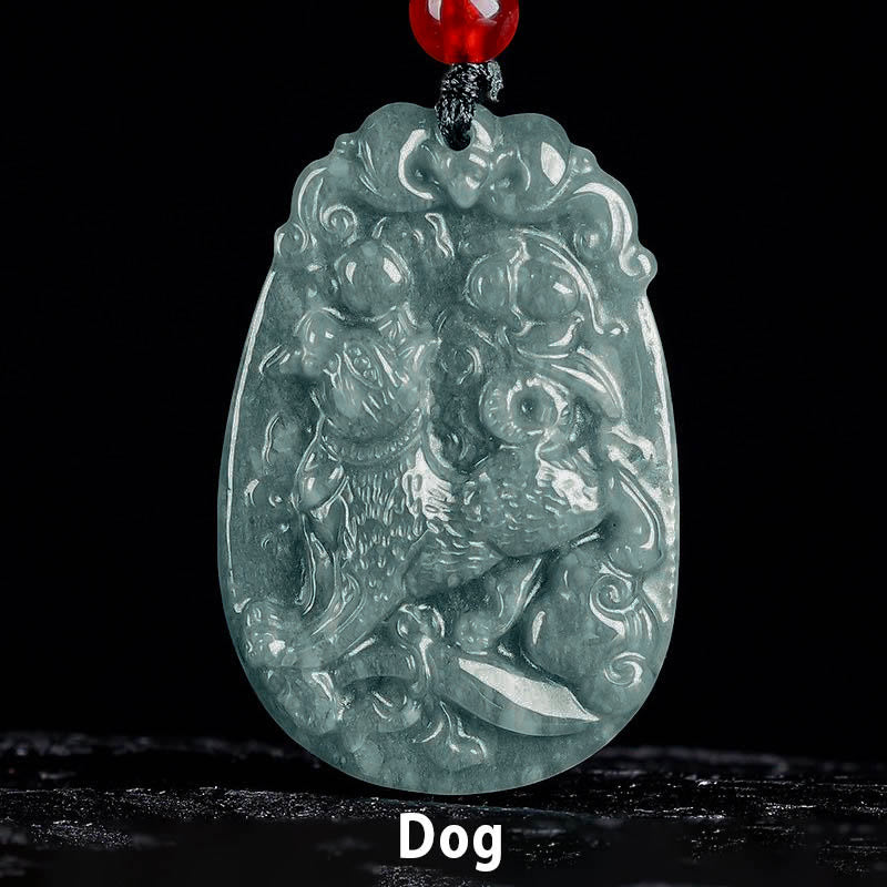 Chinese Zodiac Jade Year of the Horse Luck Rope Necklace Pendant