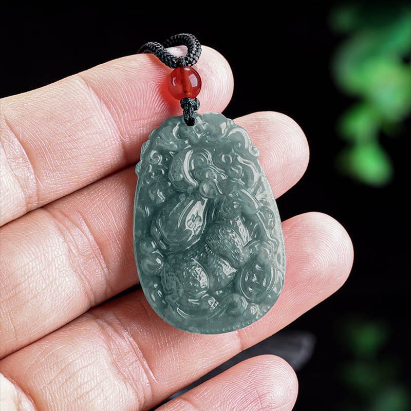 Chinese Zodiac Jade Year of the Horse Luck Rope Necklace Pendant