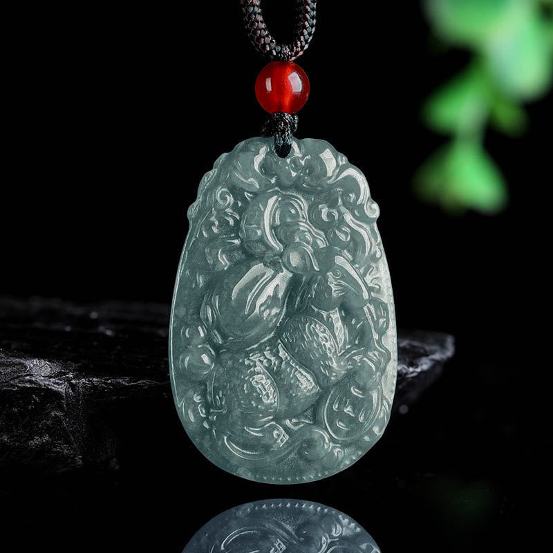 Chinese Zodiac Jade Year of the Horse Luck Rope Necklace Pendant