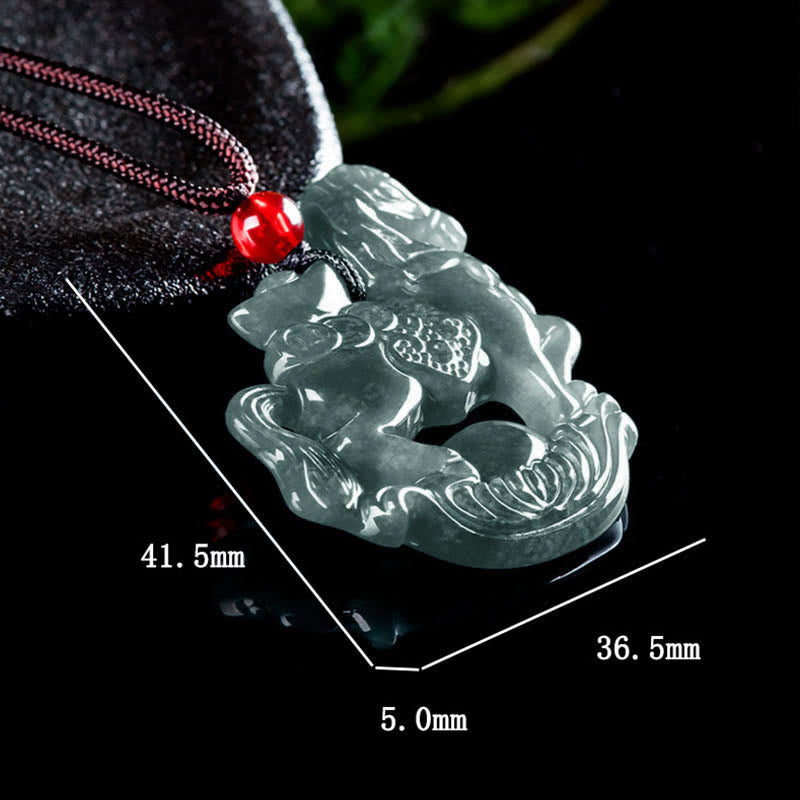 Year of the Horse Jade Ingot Luck Prosperity Rope Necklace Pendant