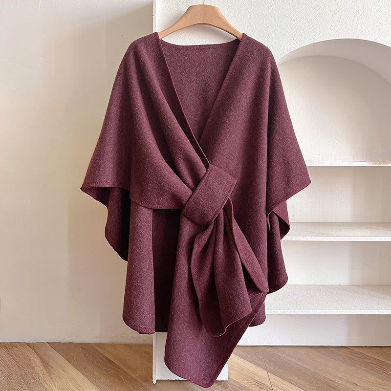 Winter Solid Color Warm Cozy Split Scarf Shawl