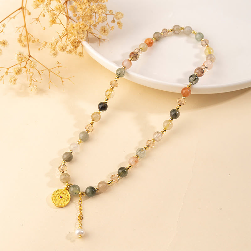 Colorful Rutilated Quartz Copper Auspiciousness Double Wrap Bracelet