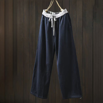 Breathable Cotton Straight-Leg Meditation Pants with Pockets