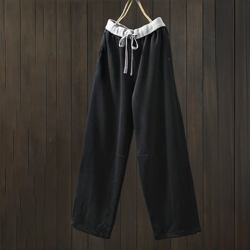 Breathable Cotton Straight-Leg Meditation Pants with Pockets