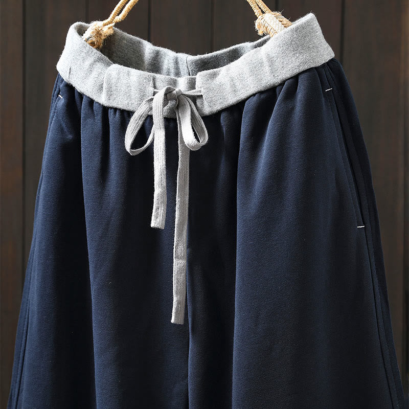 Breathable Cotton Straight-Leg Meditation Pants with Pockets