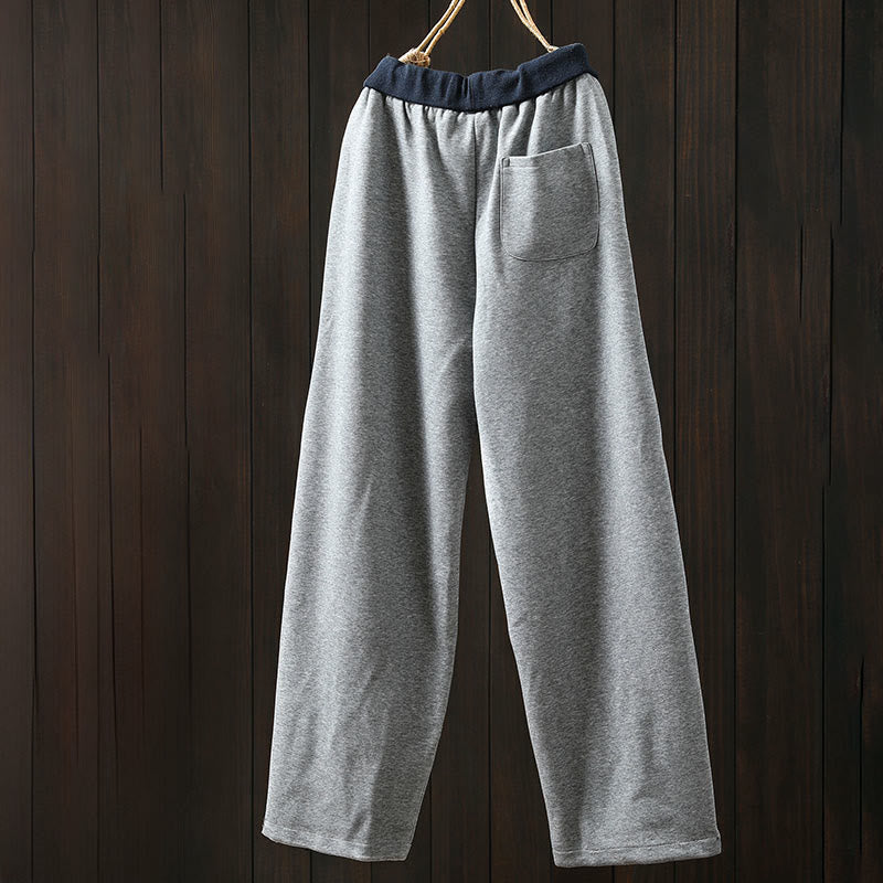 Breathable Cotton Straight-Leg Meditation Pants with Pockets