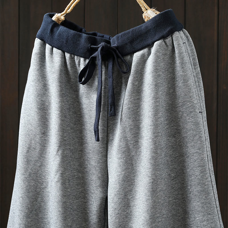 Breathable Cotton Straight-Leg Meditation Pants with Pockets